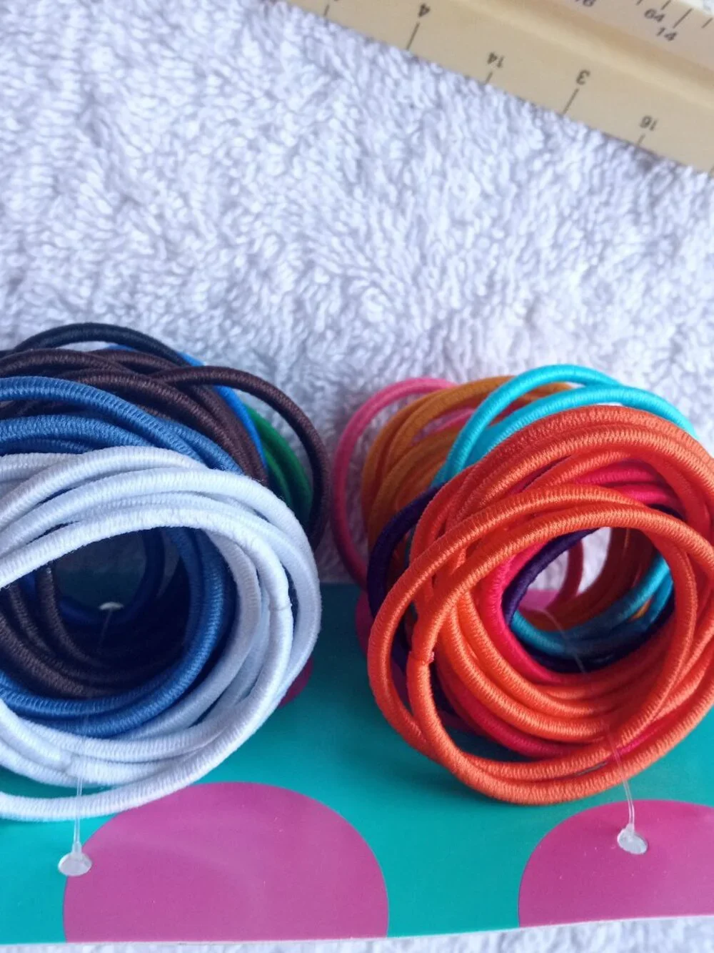 72 Goody Color Thin 2mm No Metal Ponytailer Hair Bands White Blues Ouchless Kids